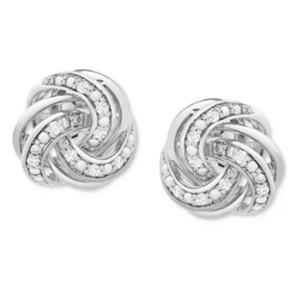 NWT Genuine Diamond love knot stud earrings - Picture 1 of 9